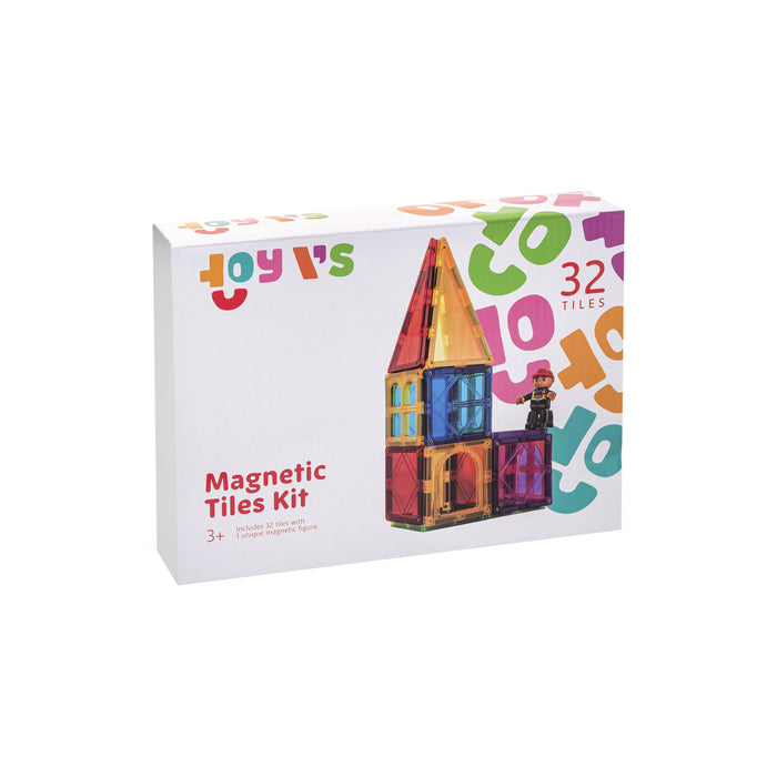 ToyVs Tile Magnets 32 Magnetic Shapes + 1 Magnetic Figure 3D STEM